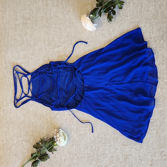 Strappy Lulus Cobalt Blue Mini Dress 💎 - Picture 2 of 3